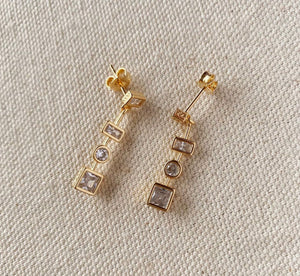 Clear Dangling Shapes Earring, 18k Gold Filled, Abigail Fox Jewelry Collection - Abigail Fox Designs