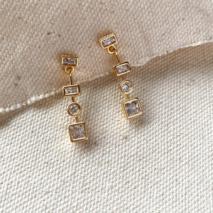 Clear Dangling Shapes Earring, 18k Gold Filled, Abigail Fox Jewelry Collection - Abigail Fox Designs