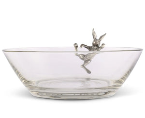 Climbing Bunny Glass Serving / Salad Bowl - Abigail Fox Designs