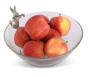 Climbing Bunny Glass Serving / Salad Bowl - Abigail Fox Designs