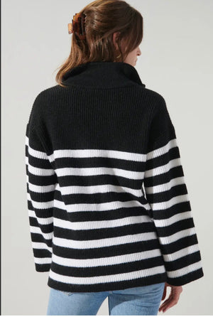 Coastal Striped Half Zip Sweater - Abigail Fox Designs