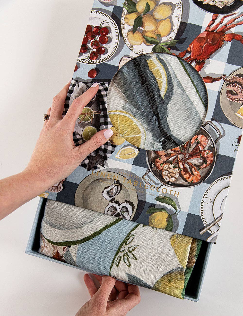 Crab & Squid Linen Tablecloth - Abigail Fox Designs