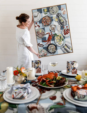 Crab & Squid Linen Tablecloth - Abigail Fox Designs