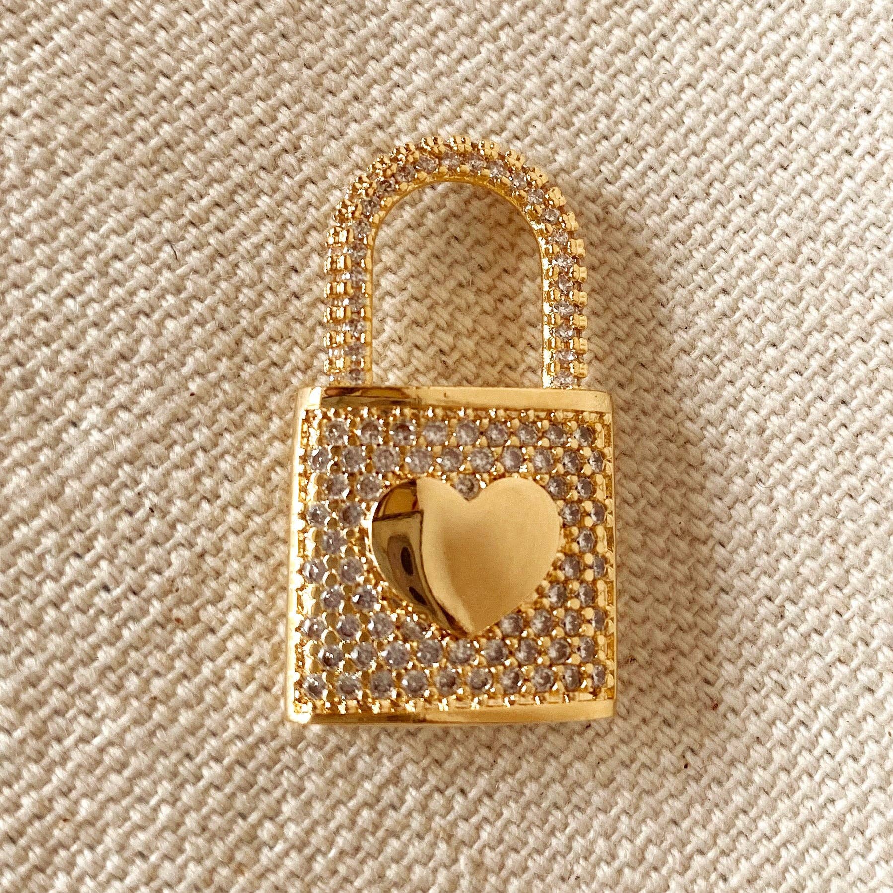 Cubic Zirconia Heart Lock Pendant,18k Gold Filled - Abigail Fox Designs
