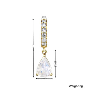Cubic Zirconia Hoop w/ CZ Drop, Huggie Earrings, 18KY GV - Abigail Fox Designs