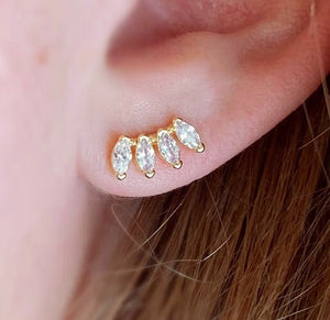 Curved Cubic Zirconia Stud Earrings, 18k Gold Filled, Abigail Fox Jewelry Collection - Abigail Fox Designs