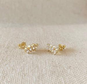 Curved Cubic Zirconia Stud Earrings, 18k Gold Filled, Abigail Fox Jewelry Collection - Abigail Fox Designs