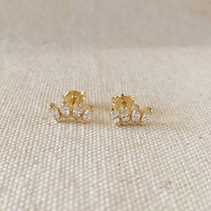 Curved Cubic Zirconia Stud Earrings, 18k Gold Filled, Abigail Fox Jewelry Collection - Abigail Fox Designs