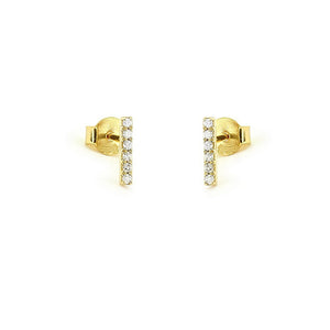 CZ Diamond Bar Stud Earrings, 14K Gold & Sterling Silver, Abigail Fox - Abigail Fox Designs