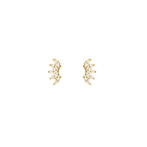 CZ Marquise Fan Screw Flat Back Earrings, 18K Gold & Sterling Silver, Abigail Fox - Abigail Fox Designs