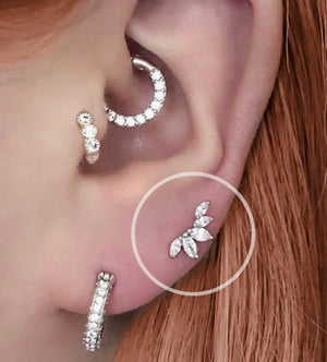 CZ Marquise Fan Screw Flat Back Earrings, 18K Gold & Sterling Silver, Abigail Fox - Abigail Fox Designs