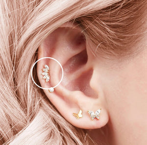 CZ Marquise Fan Screw Flat Back Earrings, 18K Gold & Sterling Silver, Abigail Fox - Abigail Fox Designs