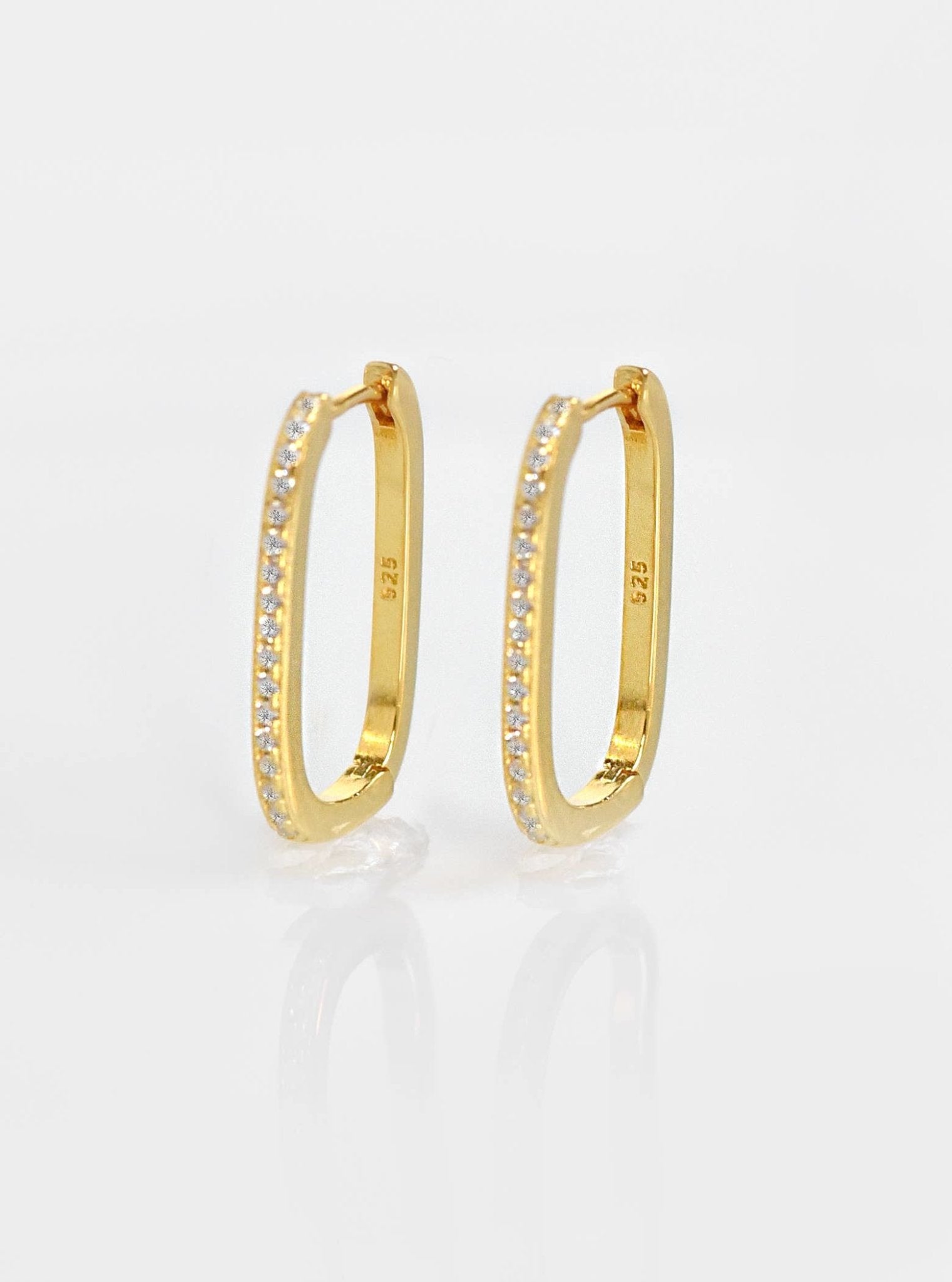 CZ Rectangle/U Shaped Huggie Earring, 925 Sterling Gold Vermiel Abigail Fox - Abigail Fox Designs
