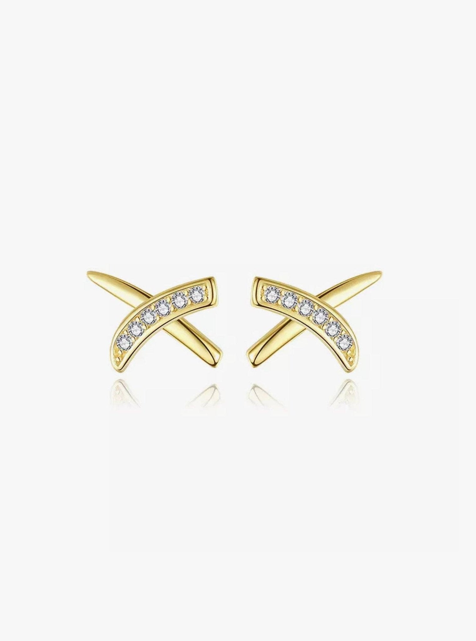 CZ X Earring, 925 Sterling Gold Vermiel Abigail Fox - Abigail Fox Designs