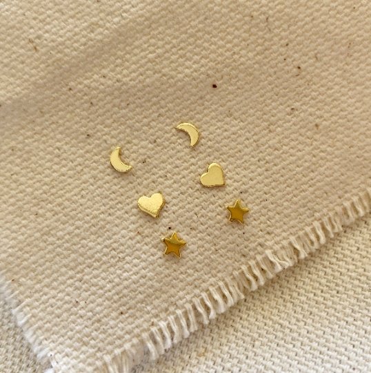 Dainty Earrings Star, Moon or Heart, 18k Gold Filled - Abigail Fox Designs