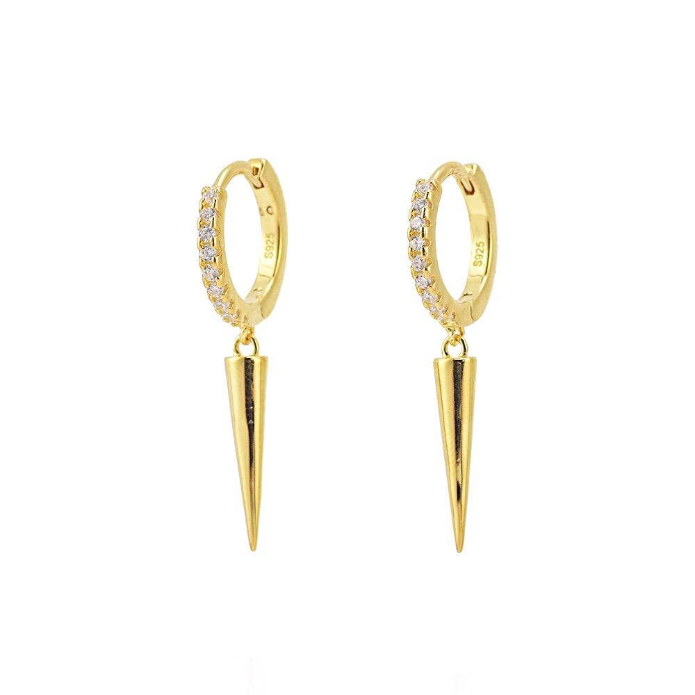 Dangling Spike CZ Huggie Hoops, 18K Gold, Abigail Fox - Abigail Fox Designs
