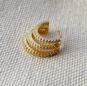 Ear Cuff with Three Layers of Cubic Zirconia, 18k Gold Filled, Abigail Fox - Abigail Fox Designs