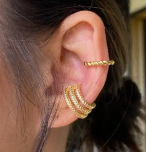 Ear Cuff with Three Layers of Cubic Zirconia, 18k Gold Filled, Abigail Fox - Abigail Fox Designs