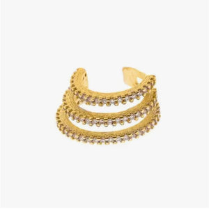 Ear Cuff with Three Layers of Cubic Zirconia, 18k Gold Filled, Abigail Fox - Abigail Fox Designs