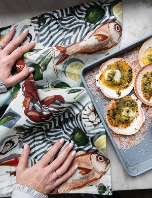 Fish & Citrus Tea Towel - Abigail Fox Designs