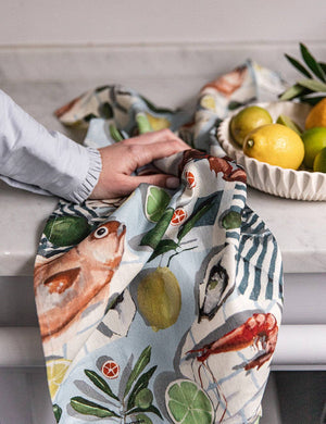 Fish & Citrus Tea Towel - Abigail Fox Designs