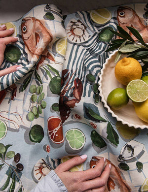 Fish & Citrus Tea Towel - Abigail Fox Designs