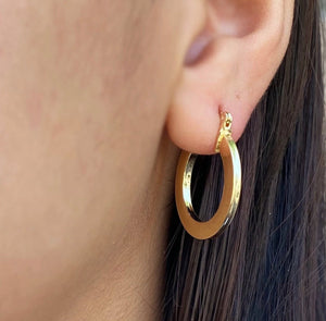 Flat Hoop Earrings, 18k Gold Filled , Abigail Fox Jewelry - Abigail Fox Designs