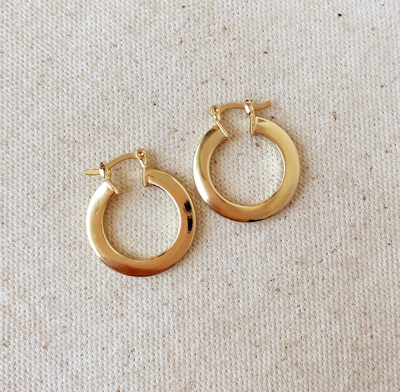 Flat Hoop Earrings, 18k Gold Filled , Abigail Fox Jewelry - Abigail Fox Designs