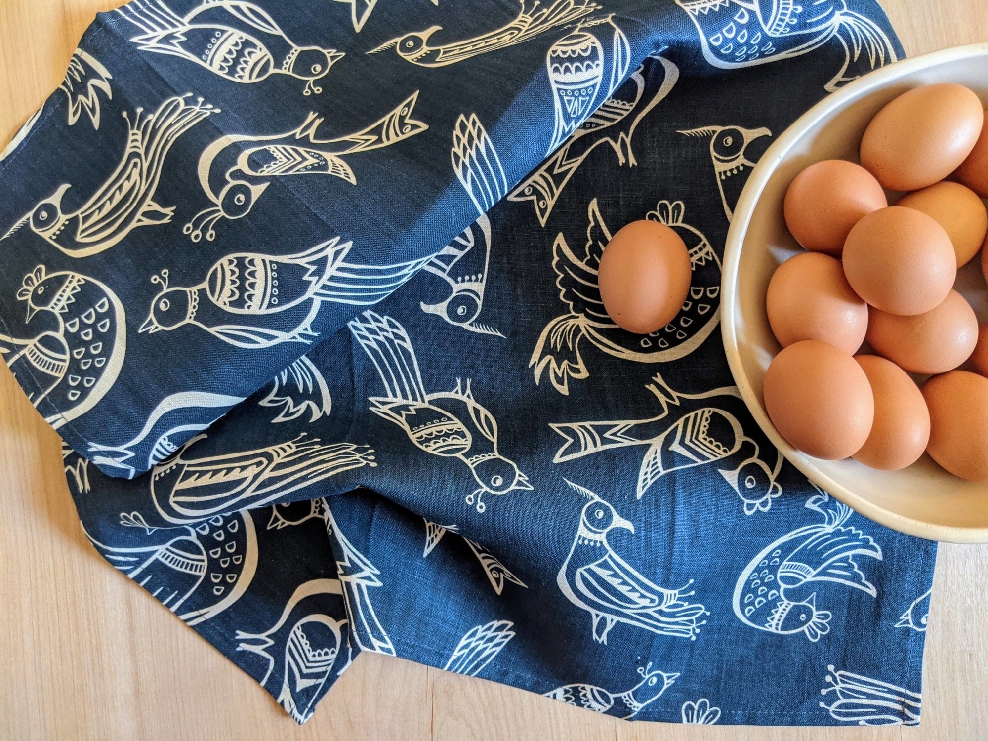 Folk Birds Tea Towel - Abigail Fox Designs