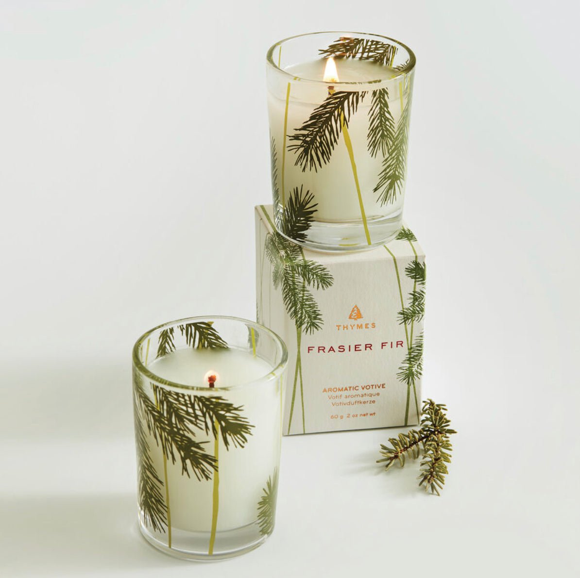 Frasier Fir Pine Needle Votive Candle, 2oz size - Abigail Fox Designs