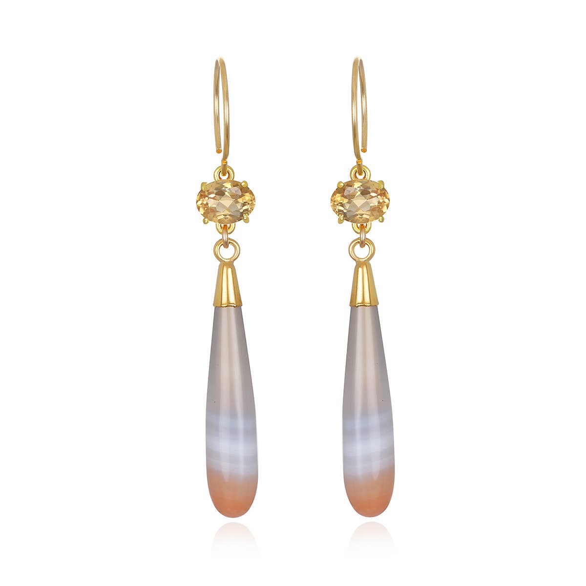 Gem Drop Earring-Citrine & Agate - Abigail Fox Designs