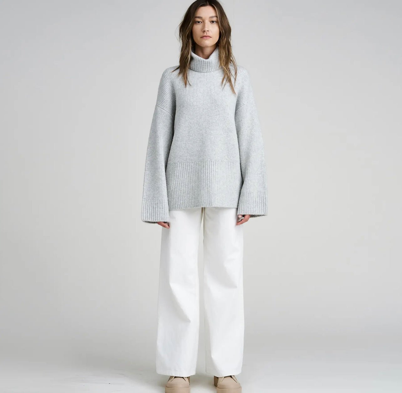 Gray Turtleneck Sweater Pullover - Abigail Fox Designs