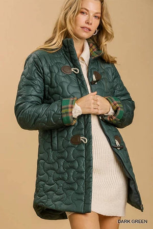 Green Quilted Zip Up Fay Jacket with Side Pockets - Abigail Fox Designs