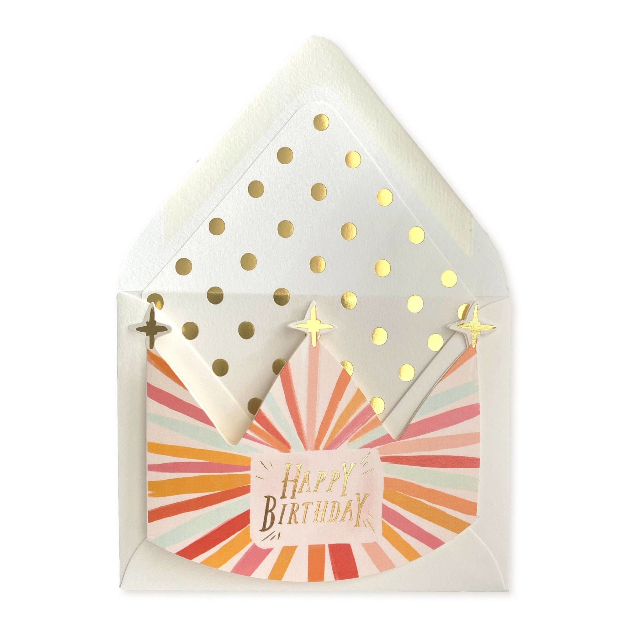 Happy Birthday Mini Crown Striped Greeting Card - Abigail Fox Designs