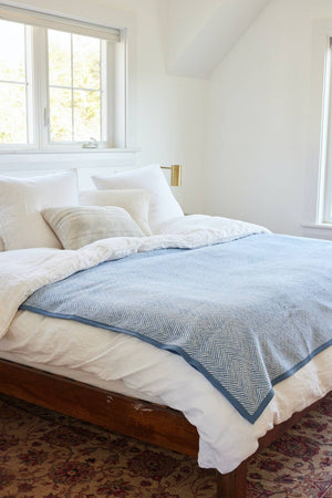 Harborview Herringbone Cornflower Blanket: Original - Abigail Fox Designs