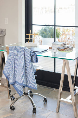 Harborview Herringbone Cornflower Blanket: Original - Abigail Fox Designs