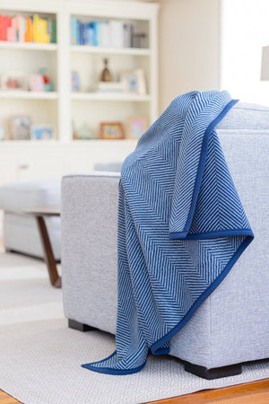 Harborview Herringbone Navy Blanket: Original - Abigail Fox Designs