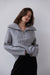 Heather Grey Zip Front Chunky Cable knit Sweater - Abigail Fox Designs