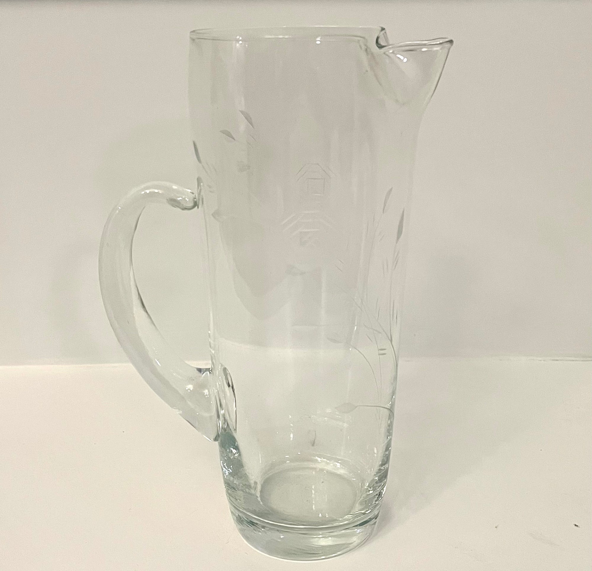 Vintage Mid-Century Pitcher, Floral Etched Martini / Cocktail Pitcher