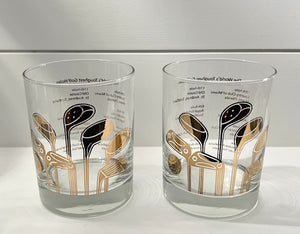 Vintage Mid-Century Golf Theme, "World's Toughest Golf Holes" - On the Rocks Old Fashioned Tumblers, 22k Gold, Set of 2