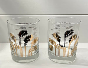 Vintage Mid-Century Golf Theme, "World's Toughest Golf Holes" - On the Rocks Old Fashioned Tumblers, 22k Gold, Set of 2
