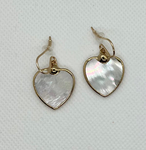 14KY Gold Filled Carved Mother of Pearl heart Earrings