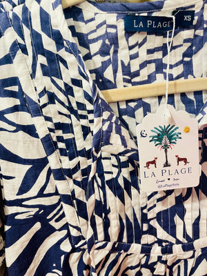Celerie Short Sleeve Abstract Floral, Navy/White