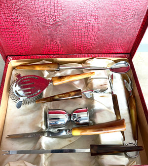 Sheffield England, Vintage Mid Century Bakelite Bar Utensils