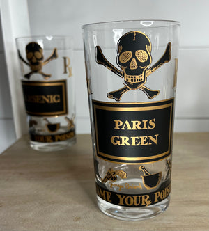 Extremely Rare, Georges Briard Signed Vintage Mid-Century Barware, "Name Your Poison" Highball glasses, Complete Set of 8