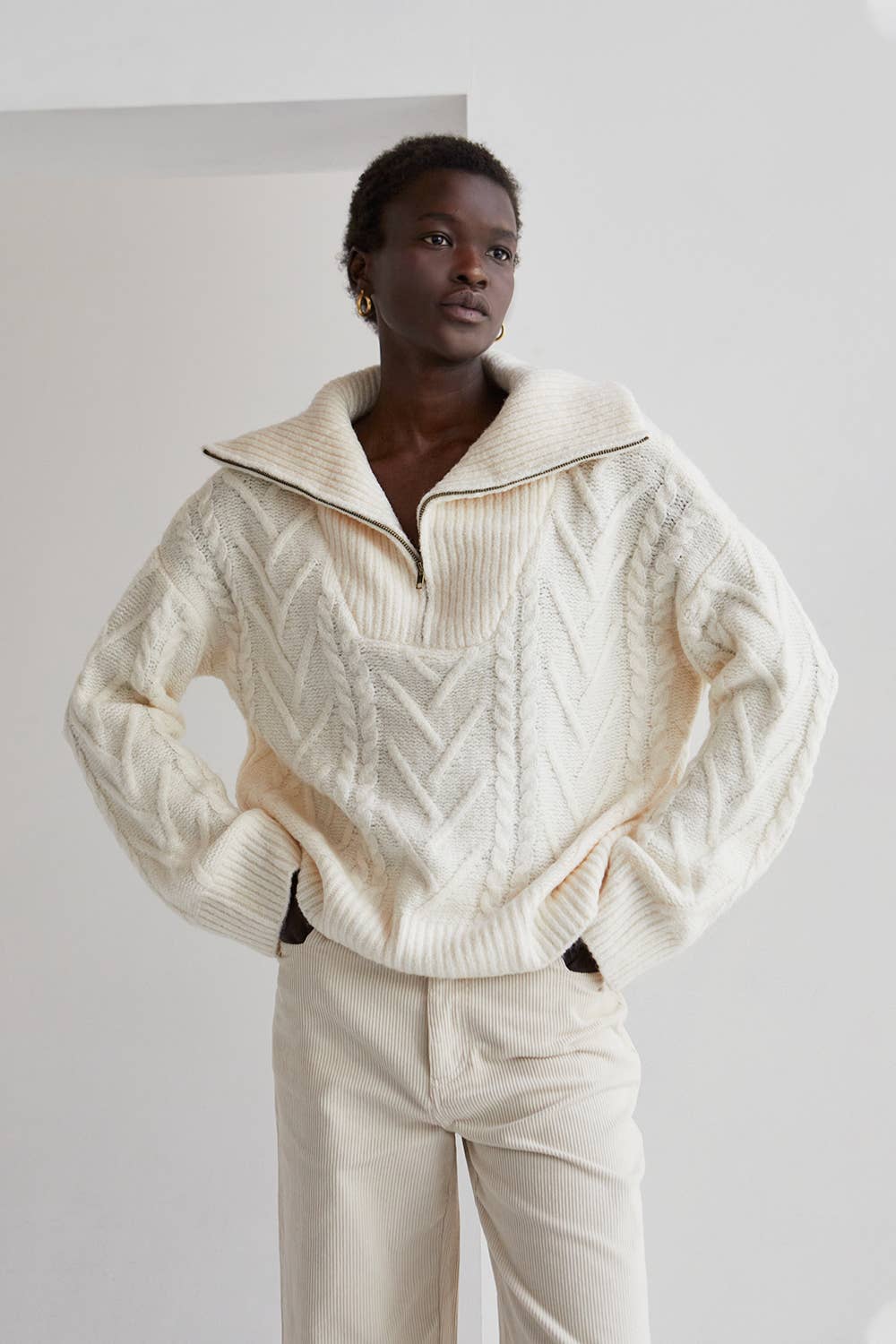 Ivory Cable Knit Sweater - Abigail Fox Designs