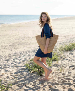 Jute Tote, Orange and Navy, by Mersea - Abigail Fox Designs