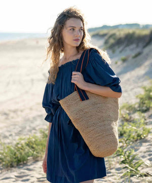 Jute Tote, Orange and Navy, by Mersea - Abigail Fox Designs