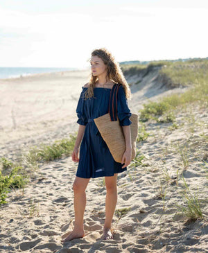 Jute Tote, Orange and Navy, by Mersea - Abigail Fox Designs