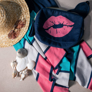 Kiss/Lips - Navy/Clutter Pink - Abigail Fox Designs